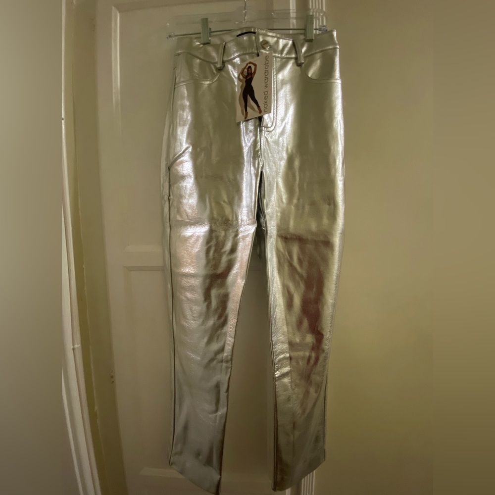 Naked Wardrobe Metallic Silver Pants